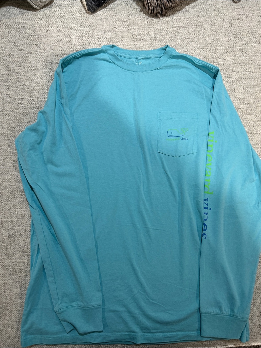 Vineyard Vines Long-Sleeve Pocket Tee in Aqua Blue